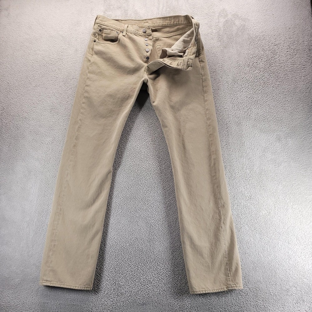 Levi's Jeans Mens 34x34 Beige 501 Regular Straight Button Fly Denim Casual 00501